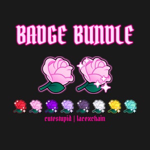Rose Flower Pack | Twitch Sub Badges, Bits, Channel Points
