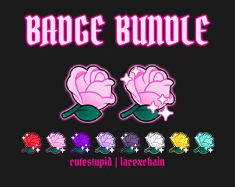 Pack de fleurs roses | Badges Twitch Sub, Bits, Points de chaîne