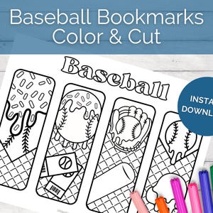 Baseball Eiscreme Färbung Lesezeichen: Druckbare Spieltag Aktivität (PDF- und JPG-Dateien