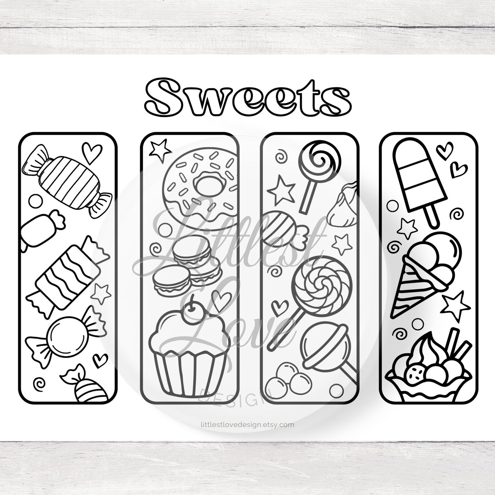 Candy Coloring Bookmarks | Sweet Treat Kids Activity (PDF Download) - Etsy