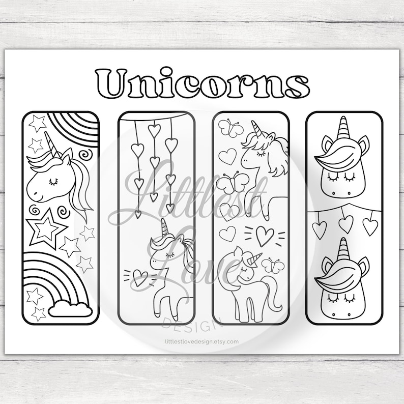 Unicorn Coloring Bookmarks Bookmarks to Color Kids Etsy