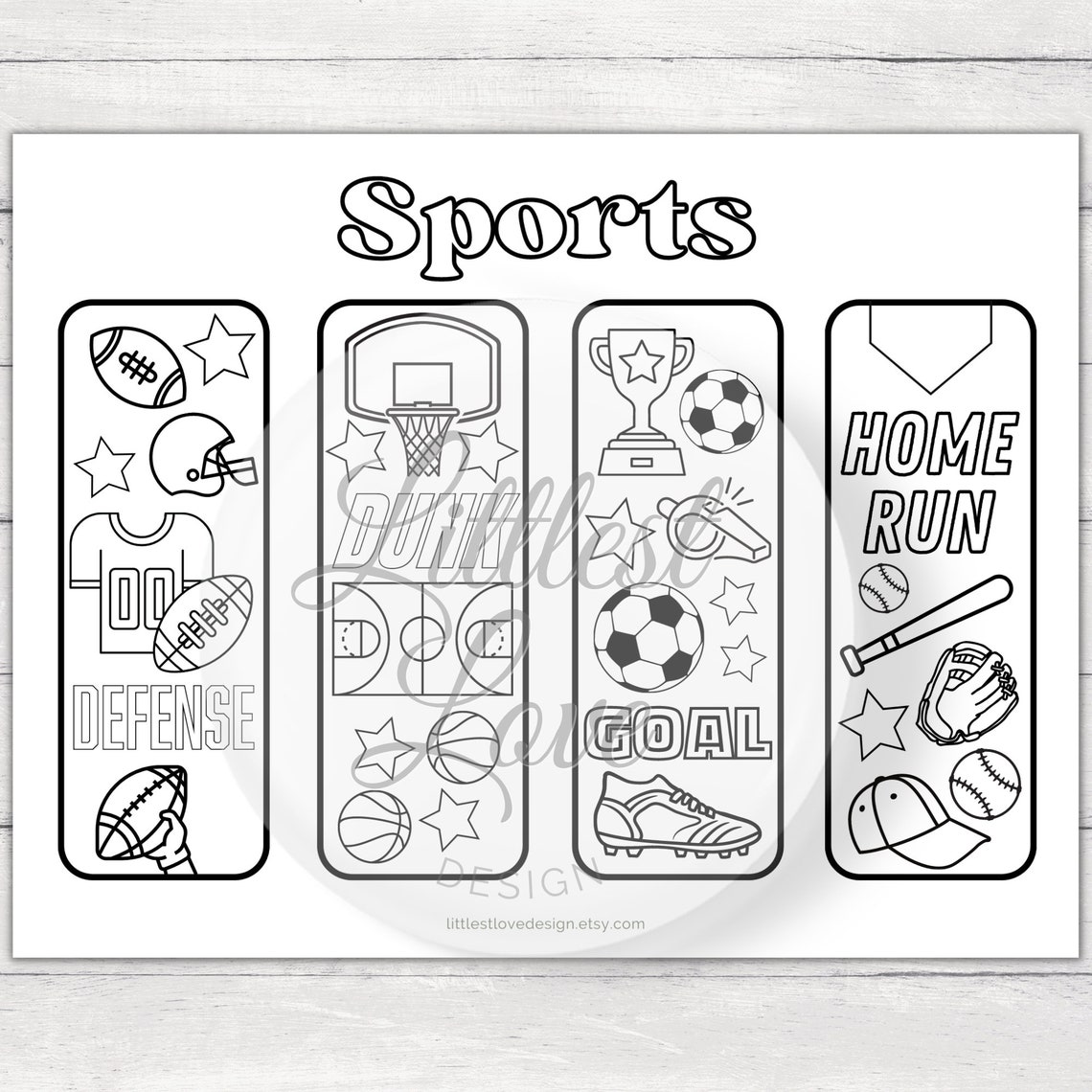 Sports Coloring Bookmarks Bookmarks to Color Football Basketball