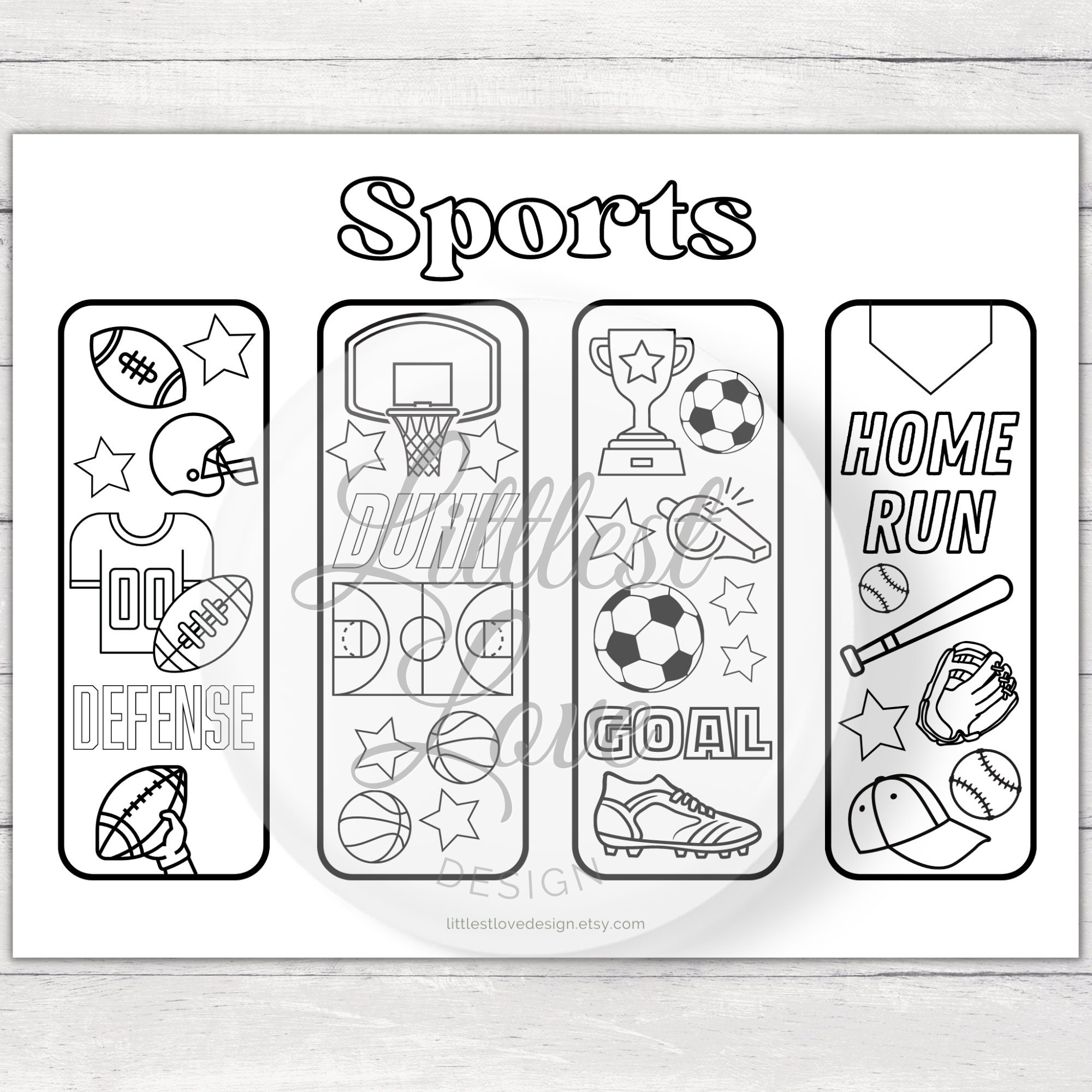 Sports Coloring bookmarks - bookmarks coloring page - PDF Download -  Digital download - Coloring page - colouring bookmarks