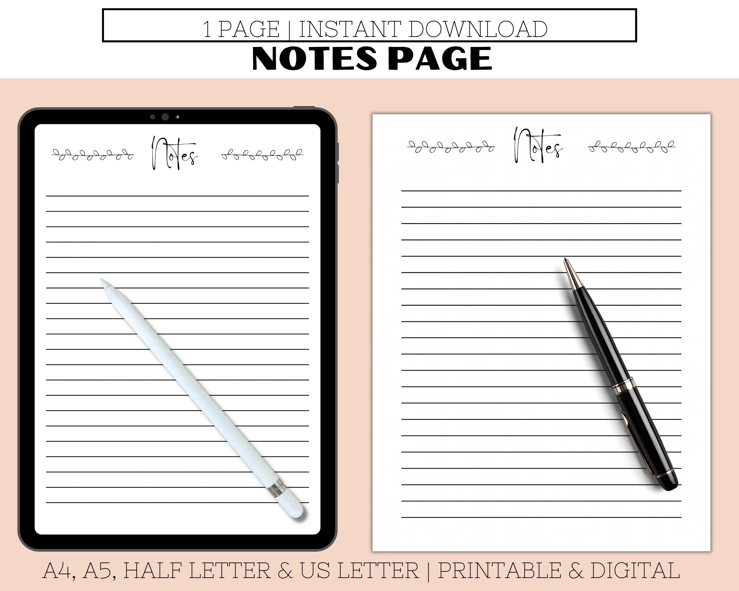 NOTES PAGE| Instant Download| Printable| Planner - Etsy