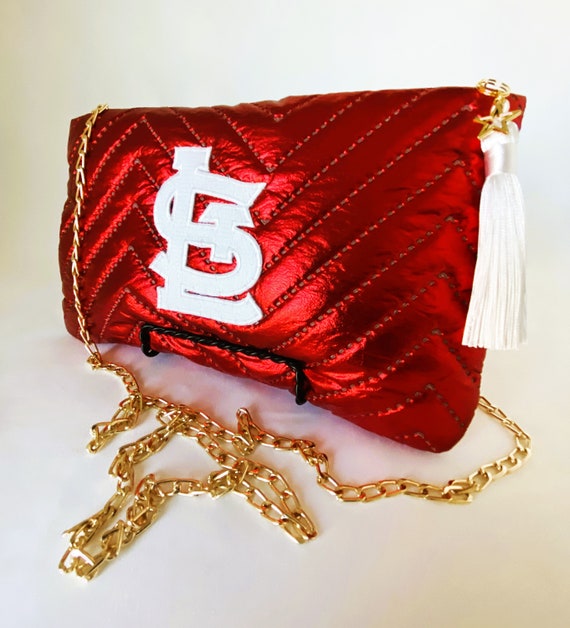 St. Louis Cardinals Fan Red Metallic Quilted Crossbody Purse 