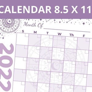 Printable Purple Astrological Calendar 8.5 X 11 Instant | Etsy