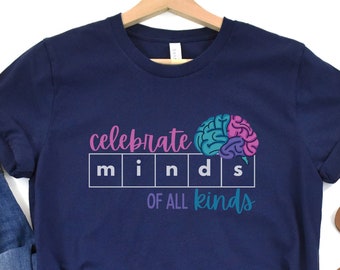 T-shirt Célébrez les esprits de toutes sortes, T-shirt de sensibilisation à la dyslexie, T-shirt d'acceptation de l'autisme pour les enseignants de lecture, T-shirt d'enseignant SPED