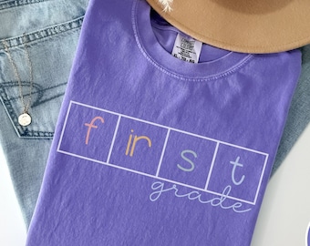 First Grade Comfort Colors Shirt, 1st Grade Shirt, Science of Reading Shirt, Back to School Shirts for Teachers, 1st Grade Team Elkonin Box