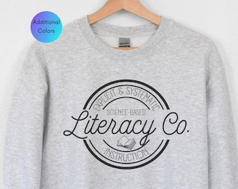 Sweat-shirt Literacy Co, Sweat-shirt d’enseignant de lecture, Sweat-shirt interventionniste, Sweat-shirt d’enseignant d’alphabétisation, Science of Reading Crewneck