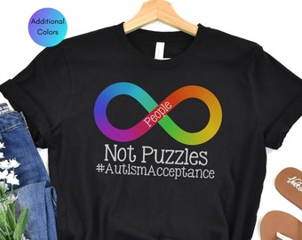 Chemise autisme, chemise de sensibilisation à l'autisme, T-shirt d'acceptation de l'autisme, symbole de l'infini arc-en-ciel, chemise autiste, professeur d'autisme, VITESSE