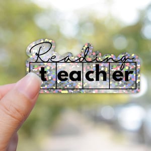 Reading Teacher Sticker - No Heart, Science of Reading, Interventionist Glitter Sticker, Laptop Sticker