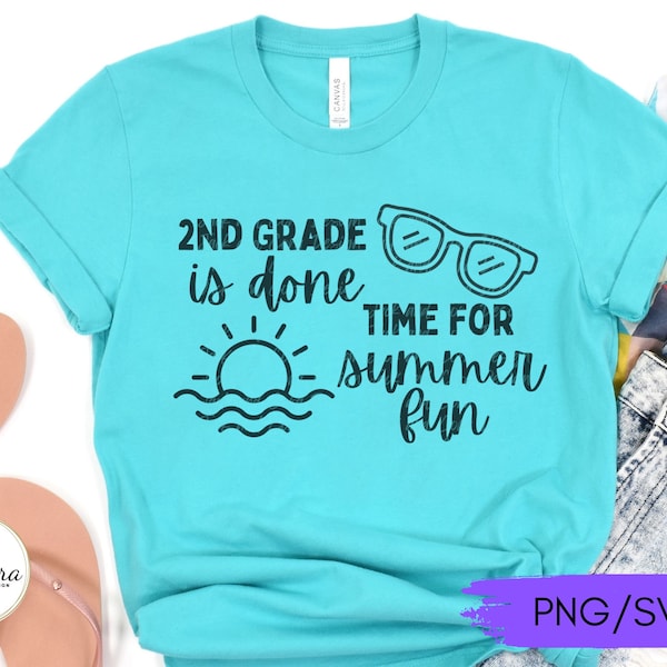 Last Day of 2nd Grade SVG PNG, End of School SVG for Second Grade, Summer Break 2nd Grade svg png, 2nd Grade Cut File, Last Day Shirt svg