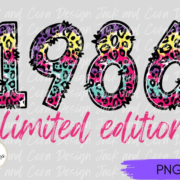 1986 Limited Edition PNG, 37th Birthday png, 1986 png-bestand, 37th Class Reunion, 37th Anniversary, Retro 90s Style Leopard Print