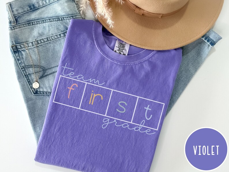 Team 1st Grade Comfort Colors Shirt, First Grade Team Shirt, Science of Reading Shirt, Back to School Shirts for Teachers, 1st Grade Team Violet