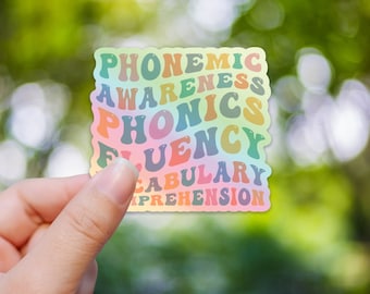 Sticker holographique conscience phonémique, Science de la lecture, Alphabétisation structurée, Professeur de lecture, Sticker interventionniste, Ordinateur portable