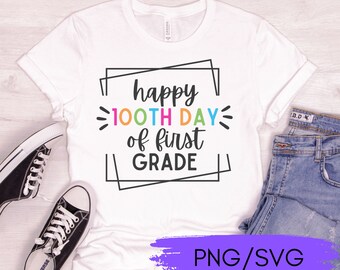 Feliz día 100 de 1er grado svg png, primer grado 100.o día svg png, 100.o día de escuela SVG, 100.o día de 1.er grado svg, primer grado