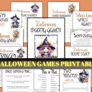 Witch Themed Halloween Party Games Printable | Witch Halloween Printable Activities | Witchy Halloween Games for Kids Teens and Adults