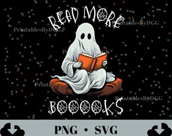 Read More Booooks PNG Spooky Book SVG Ghost Reading Book png Halloween Book PNG| Halloween Librarian svg |Halloween Teacher png Bookish Gift