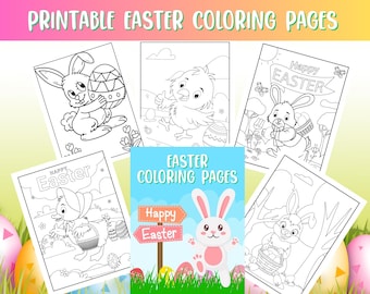 Easter Basket Coloring Pages Printable | Happy Easter and Spring Coloring Sheets Bunny, Chicks, Flowers, Butterflies, Easter Eggs For Kids