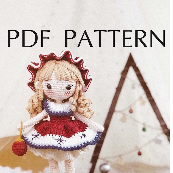Crochet Doll Pattern, Snowflake Doll, Amigurumi doll pattern, Amigurumi PDF tutotial, PDF English