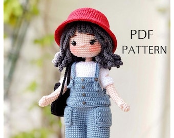 Crochet Doll Pattern, Zoey doll, Amigurumi Doll Pattern, PDF in English