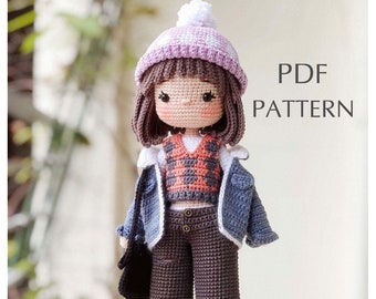 Crochet Doll Pattern, Alana doll, Amigurumi Doll Pattern, PDF in English.