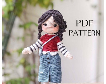 Crochet Doll Pattern, Ruby doll, Amigurumi Doll Pattern, PDF in English