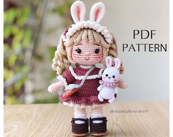 Crochet Doll Pattern, Suri Doll, Amigurumi Doll Pattern,  PDF English Tutorial (Rabbit Pattern Included)