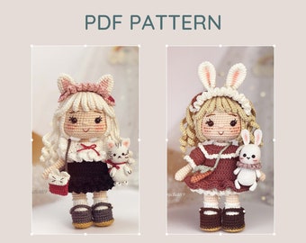 Lot de patrons 2 en 1 : Mia, Suri – Patron PDF au crochet, téléchargement immédiat