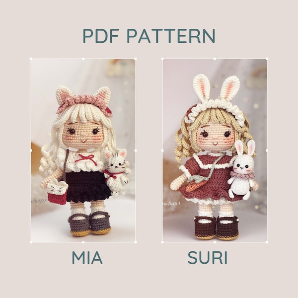 Pattern Bundle 2 in 1 : Mia, Suri – Crochet PDF pattern, instant download