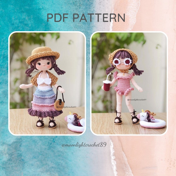 2 IN 1 - Nelly Crochet Doll Pattern, Amigurumi Doll Pattern, PDF en anglais