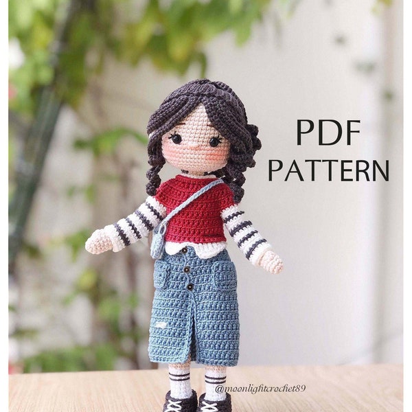Crochet Doll Pattern, Ruby doll, Amigurumi Doll Pattern, PDF in English