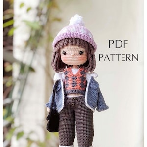 Crochet Doll Pattern, Alana doll, Amigurumi Doll Pattern, PDF in English.