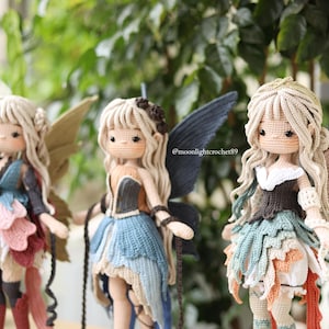 Paquete de patrones de muñecas de hadas de ganchillo 3 en 1, PDF de amigurumi, Hada de la Luna, Hada de las Flores y Hada del Océano, Multilingüe, Inglés, Descarga instantánea. imagen 8
