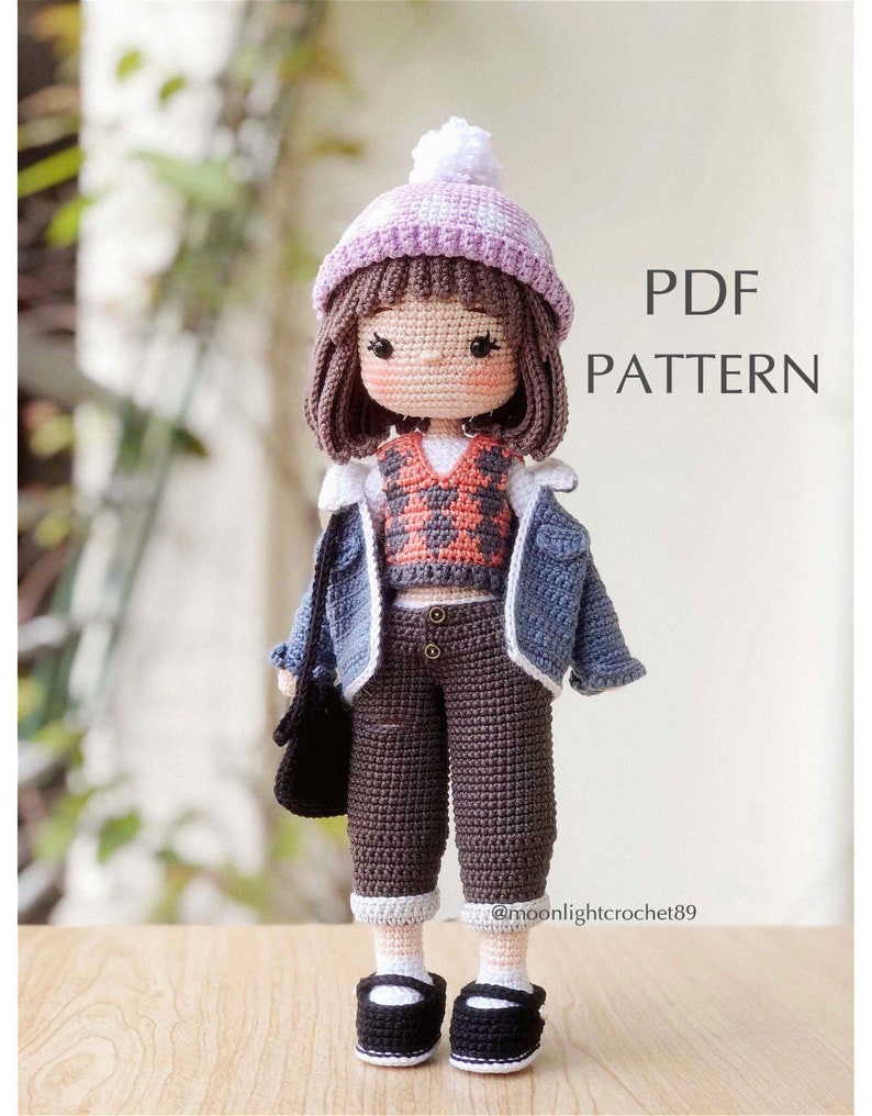 Crochet Doll Pattern, Alana doll, Amigurumi Doll Pattern, PDF in English. zdjęcie 1