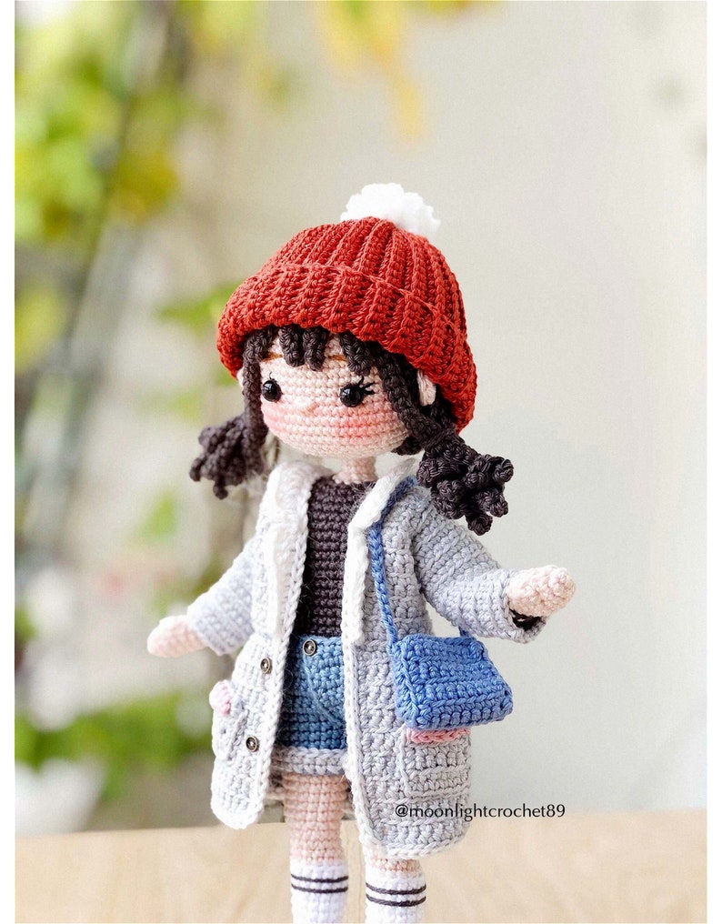 Modèle de poupée au crochet, poupée Linda, modèle de poupée Amigurumi, PDF en anglais, français, espagnol. image 2