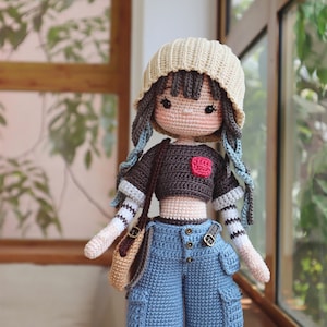 Crochet Doll Pattern, Jennie doll, Amigurumi Doll Pattern, PDF in English, French, German, Spanish, Portuguese. image 3