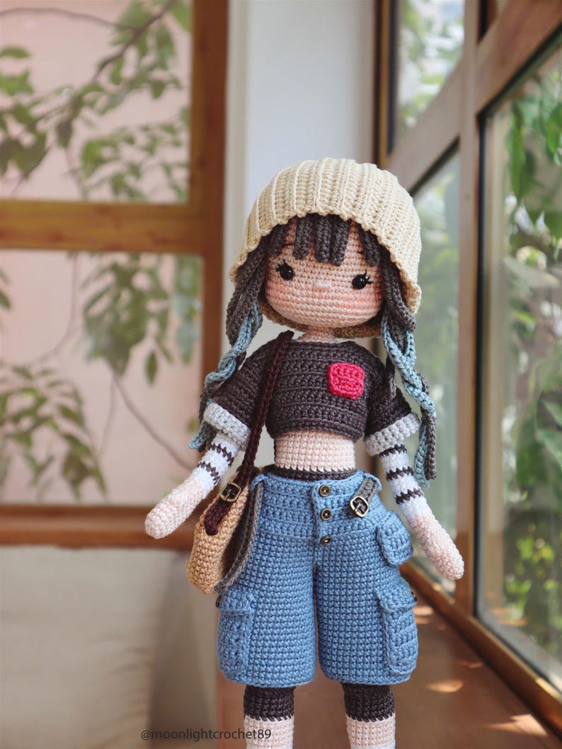 Crochet Doll Pattern, Jennie doll, Amigurumi Doll Pattern, PDF in English, French, German, Spanish, Portuguese. image 3