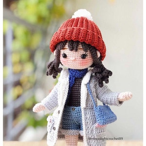 Modèle de poupée au crochet, poupée Linda, modèle de poupée Amigurumi, PDF en anglais, français, espagnol. image 5