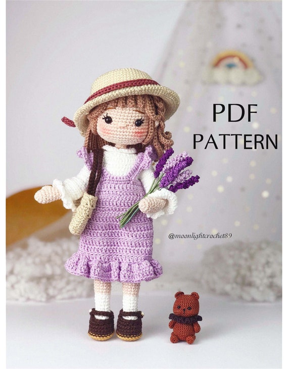 Crochet Doll Pattern, Lane Doll, Amigurumi Doll Pattern, PDF in English 