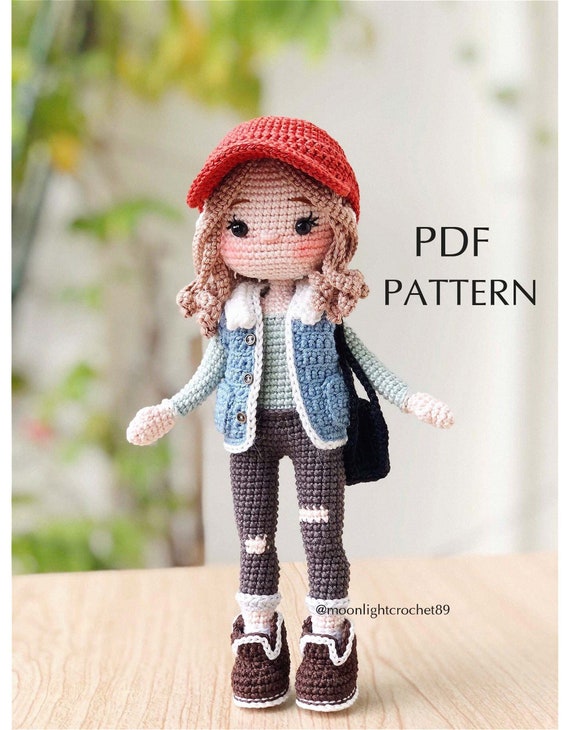 Crochet Doll Pattern, Lane Doll, Amigurumi Doll Pattern, PDF in
