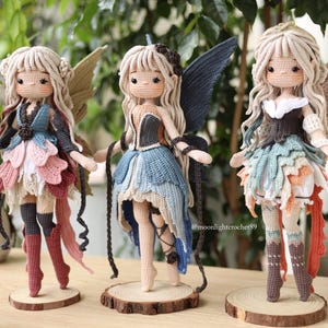 Paquete de patrones de muñecas de hadas de ganchillo 3 en 1, PDF de amigurumi, Hada de la Luna, Hada de las Flores y Hada del Océano, Multilingüe, Inglés, Descarga instantánea. imagen 3