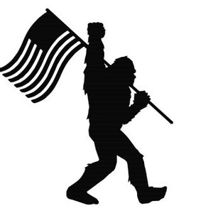 Sasquatch with American Flag..(Fist Pump) Vinyl Decal