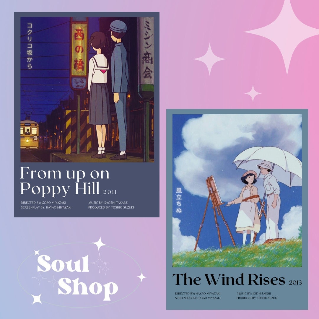 Studio Ghibli Movie Posters Set of 12 Digital Posters Etsy