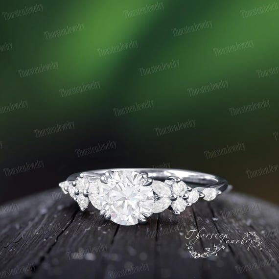 Bague de fiançailles vintage en moissanite Bague de promesse