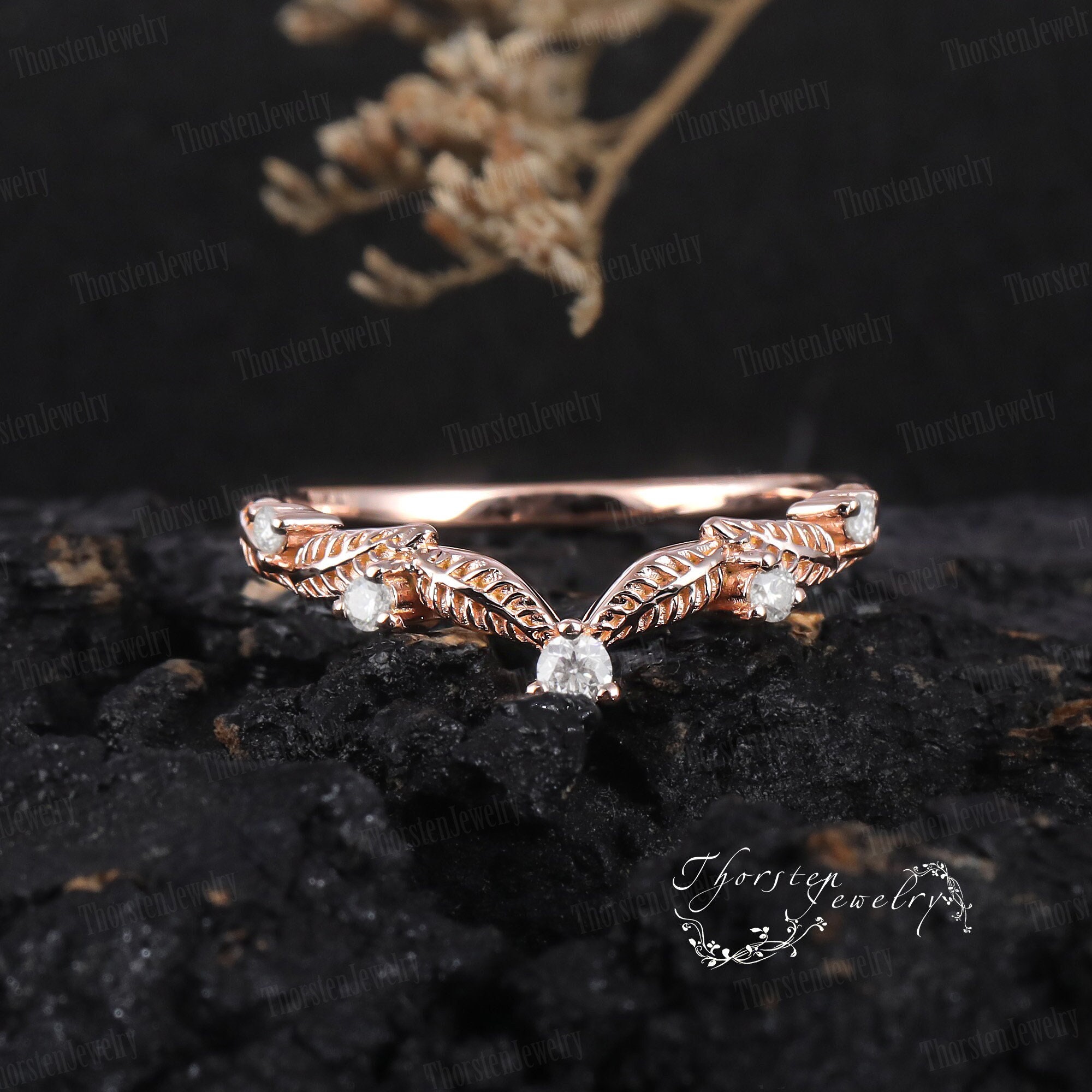 Natural Diamond Wedding Ring 14k Rose Gold Marquise Bridal Band Moissanite Band Stacking Band Promise Ring Anniversary Gifts For Women Etsy