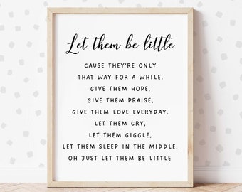 Let Them Be Little Baby Boy of Girl kinderkamercitaat afdrukbare muurkunst, babykamerdecoratie en kinderspeelkamer decor genderneutraal digitale kunstafdruk