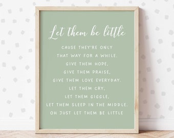 Let Them Be Little Soft Sage Green Nursery Quote Printable Wall Art Digital Print, Baby Room Decor & Kids Playroom Decor Gender Neutral Art
