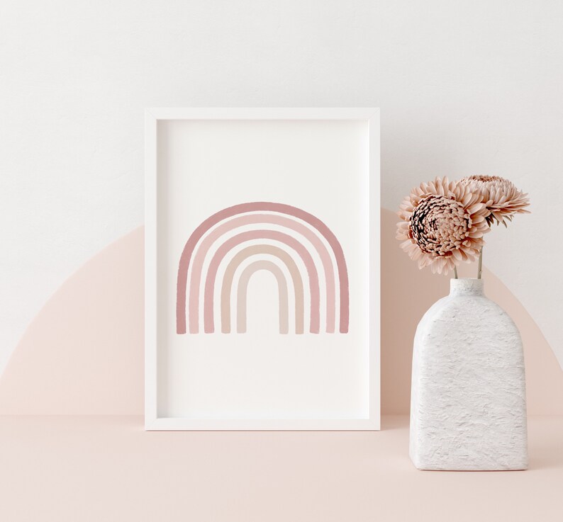 Blush Pink Rainbow Nursery Wall Art Digital Print, Baby Girls Room ...