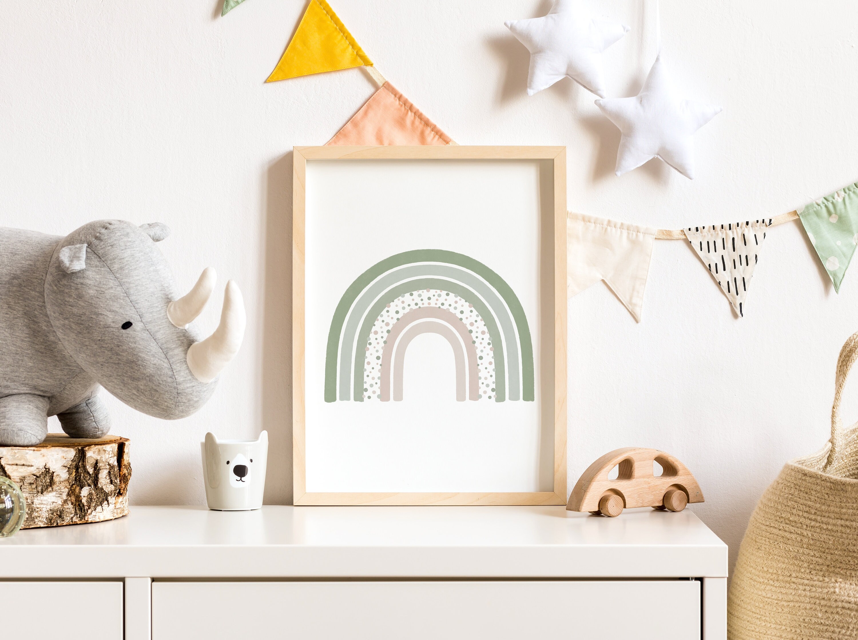 Green Rainbow Nursery Wall Art Digital Print, Rainbow Baby Room Decor ...